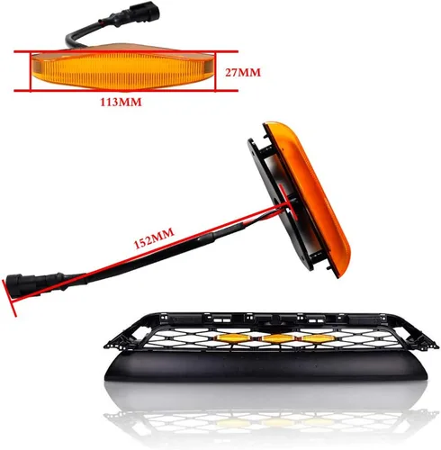 Vista 5 de 3 luces LED ámbar de lente ámbar compatibles con parrilla 4Runner TRD Pro 2014-2019 SR5 TRD todoterreno Limited TRO Pro