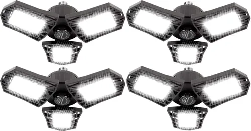 Vista 9 de Luces LED de garaje de 50 W - 5000 lúmenes, 6500 K, luz diurna, iluminación LED de techo de garaje de tres hojas, paquete de 2