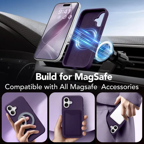 Vista 3 de GONEZ Funda magnética para iPhone 16, compatible con MagSafe, [protector de pantalla + protector de lente de cámara], funda protectora de silicona