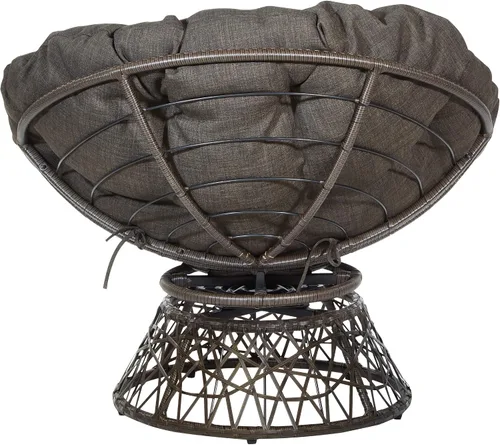 Vista 6 de OSP Home Furnishings – Silla Papasan de mimbre con giro de 360 grados, marco marrón con cojín marrón