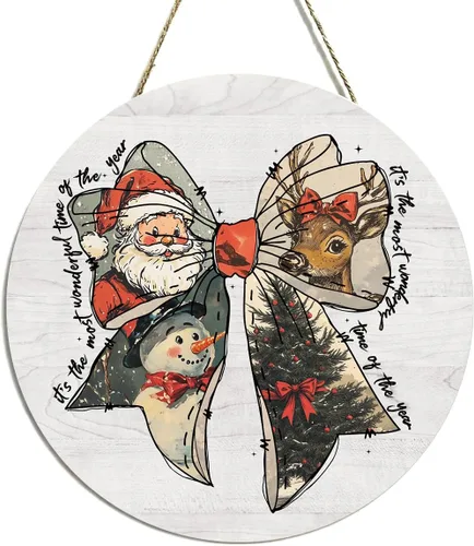 Vista 15 de Decoración de gnomos de Navidad para interiores, decoraciones de Navidad azules, muñeco de nieve, copo de nieve, rústico, granja, madera, placa