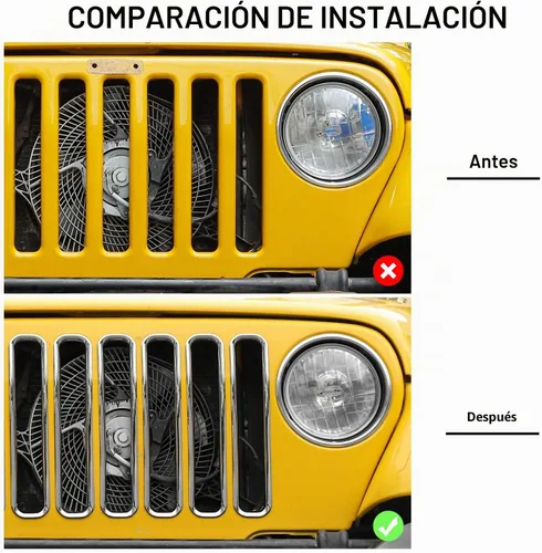 Vista 2 de Insertos de parrilla delantera para Jeep Wrangler TJ 1997-2006 (cromado)