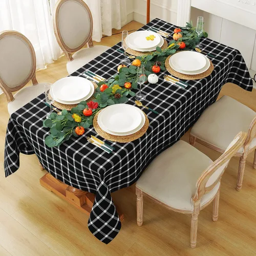 Vista 4 de Chassic Mantel rectangular suave de 54 x 72 pulgadas, tela lavable y resistente a las arrugas, mantel a cuadros para mesas de comedor, fiestas
