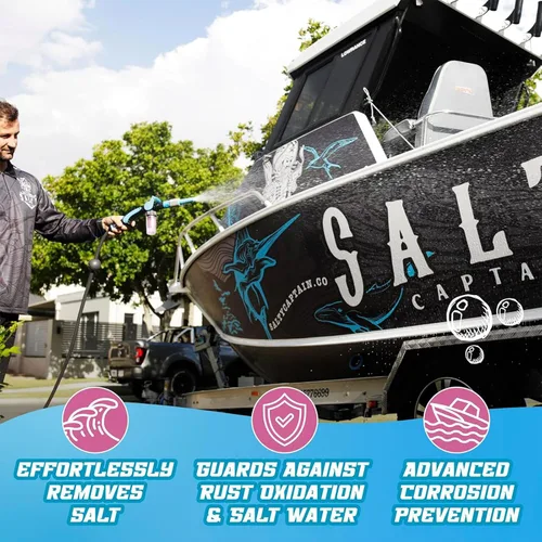 Vista 2 de Salty Captain - Removedor de sal espumoso para limpiar y quitar sal de barcos y automóviles, evita la corrosión del agua salada en esquís marinos