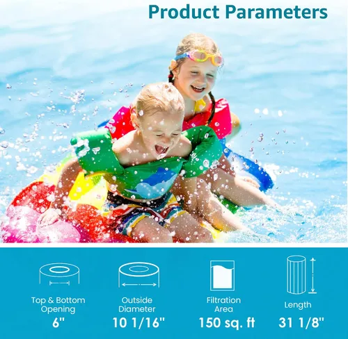 Vista 5 de AQUA CREST Filtro de spa de piscina de repuesto para Pentair CC150, R173216, Unicel C-9415, 59054300, Pleatco PAP150, Filbur FC-0687, 160317