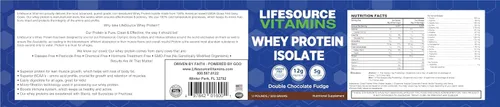 Vista 2 de LifeSource Vitamins 1.1 lb – Aislado de proteína de suero de leche alimentada con pasto de vacas lecheras de EE. UU., doble dulce de chocolate