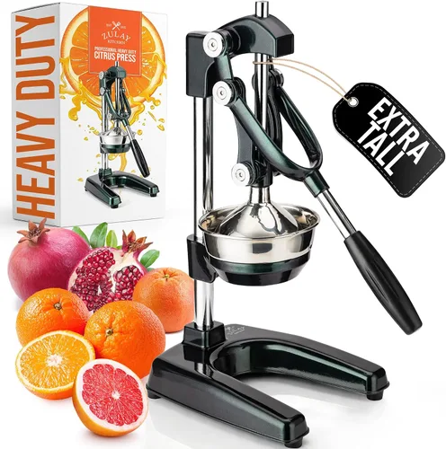 Vista 17 de Zulay Kitchen - Exprimidor de hierro fundido, exprimidor manual naranja, prensa de cítricos, color negro 01 - negro