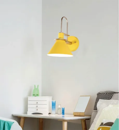 Vista 10 de Apliques de pared modernos con forma de cono de metal, kit de farol de pared para mesita de noche, lámpara de montaje en pared, aplique de 1 luz