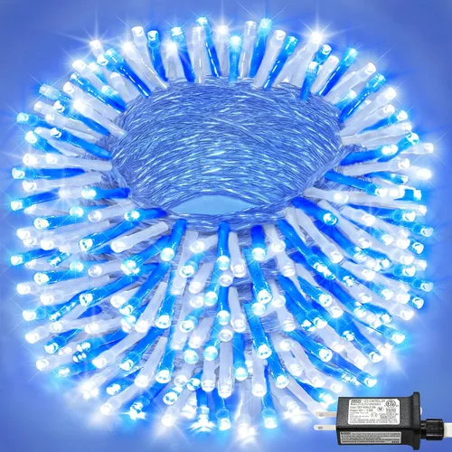 Vista 9 de Tira de 200 luces LED de 66 pies para exteriores, luces de Navidad conectables para interiores, cable transparente, impermeable, 8 modos de luces