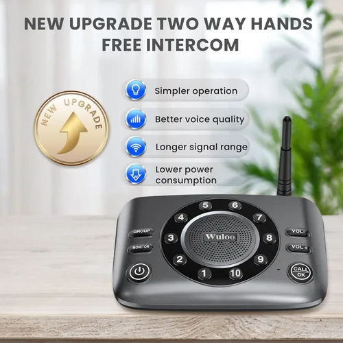 Vista 2 de Intercomunicadores inalámbricos manos libres para negocios en casa, sistema de intercomunicación de audio bidireccional mejorado para ancianos