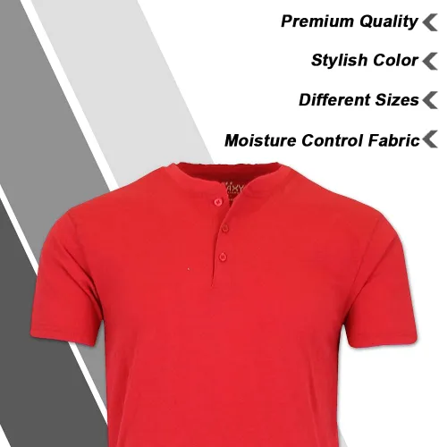 Vista 2 de Galaxy by Harvic Camiseta ajustada de manga corta Henley Slub para hombre