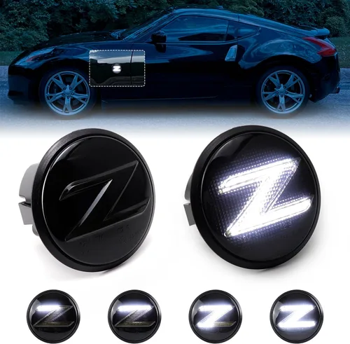 Vista 10 de Luces de señal lateral secuencial LED Amber para Nissan 370z Z34 2009-2020, 350Z Z33 2003-2009, reemplazan la señal de giro OEM 26165-1EK0A, lente