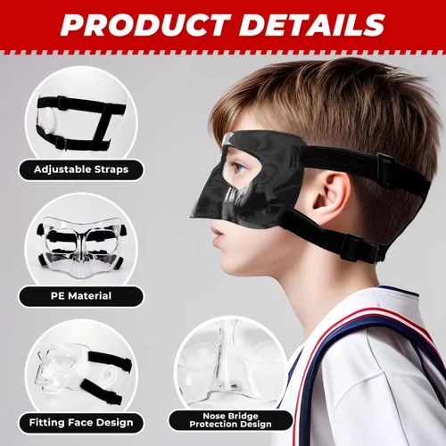 Vista 3 de WR01A Kids Nose Guard for Broken Nose Girls Boys Adjustable Basketball Soccer Sports Face Mask with Foam Padding and Stickers for Youth Teens