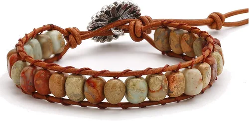 Vista 8 de Sedmart Pulseras de piedra hechas a mano para mujeres con piedras hippie de cuero, pulsera de cuentas curativas para mujeres y hombres