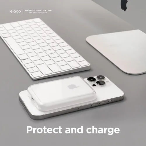 Vista 2 de Elago - Funda híbrida transparente para batería MagSafe Compatible con MagSafe, tecnología híbrida de PC + TPU, antiamarilleo, transparente, a