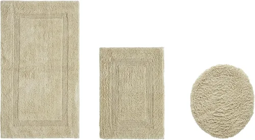 Vista 162 de Better Trends - Juego de 2 alfombras de baño 100% algodón, extra suaves, con borlas, de 17" x 24", alfombra de baño superabsorbente y reversible