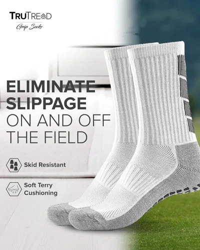 Vista 2 de TruTread Calcetines de fútbol antideslizantes para hombre 4 pares Agarre antideslizante Fútbol baloncesto
