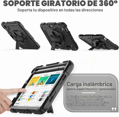 Vista 5 de SEYMAC stock Funda para iPad mini 7 (A17 Pro) 2024/Mini 6 de 8.3 pulgadas con protector de pantalla y soporte para lápiz