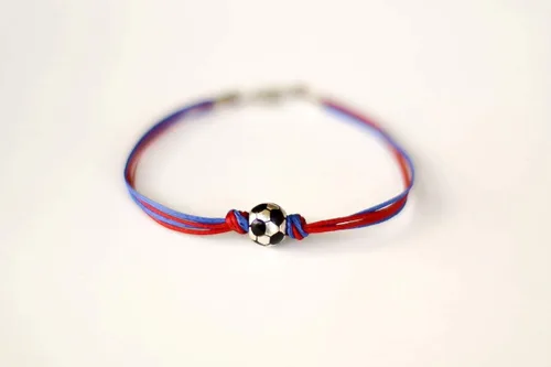 Vista 3 de Shani & Adi Jewelry Pulsera de fútbol para hombre, equipo deportivo, pulsera para hombre, balón de fútbol de fútbol, cuerdas rojas y azules, regalo