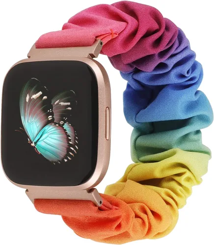Vista 16 de TOYOUTHS Bandas Scrunchie compatibles con Fitbit Versa/Versa 2/Versa Lite Edición Especial para mujeres y hombres, linda correa de tela elástica