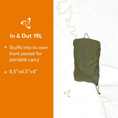 Vista 5 de Mystery Ranch Mochila In and Out - Mochila plegable ligera, verde bosque, 19L