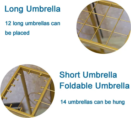 Vista 7 de Square Umbrella Holder with Removable Drip Tray Stand for Umbrellas Entryway Decorative Metal Freestanding Rack Organizer Cane Walking Stick Holder