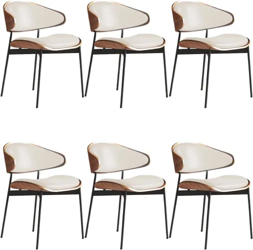 Vista 25 de YVYKFZD Juego de sillas de comedor de mediados de siglo, silla de comedor con respaldo curvado y patas de metal, sillas de cocina tapizadas de Negro