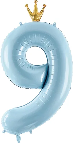 Vista 8 de Globo de número 0 de Gigloon con corona, globos de números grandes de 40 pulgadas para decoraciones de fiesta de cumpleaños, azul