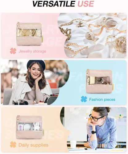 Vista 5 de BAGSMART Estuche organizador de joyas de viaje, bolsa de almacenamiento portátil para viajes, bolsa de joyería para collares, aretes, anillos