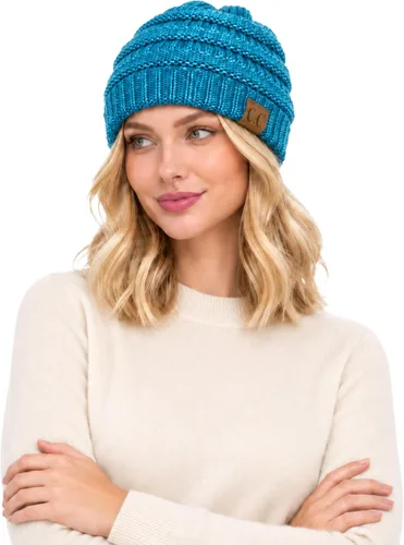 Vista 45 de C.C Exclusives Gorro de Punto de Cable - Gorros Gruesos, Suaves y Cálidos de Punto Grueso Chenille Teniente Mel Gris