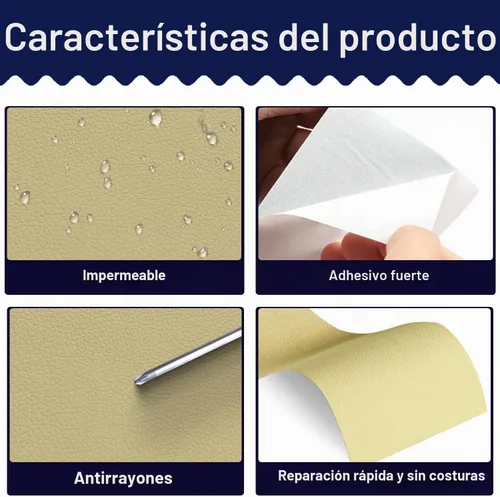 Vista 4 de Zenyao Parche de Reparación de Cuero para Muebles - Kit de Cinta de Reparación de Cuero Autoadhesiva, Parche de Reparación de Vinilo, Ideal