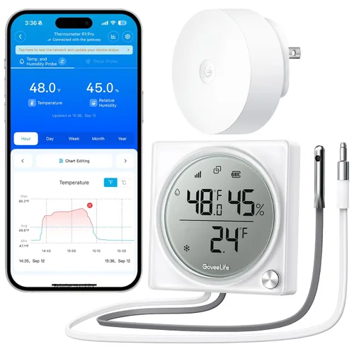 Vista 7 de GoveeLife 2.0 Refrigerator Thermometer Dual Probes with LCD, 1-Pack