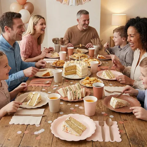 Vista 6 de Yaomiao Juego de vajilla desechable de 175 piezas de platos de papel marrón con cuchillo de plástico, cuchara, tenedor, cuchara, decoración de boda