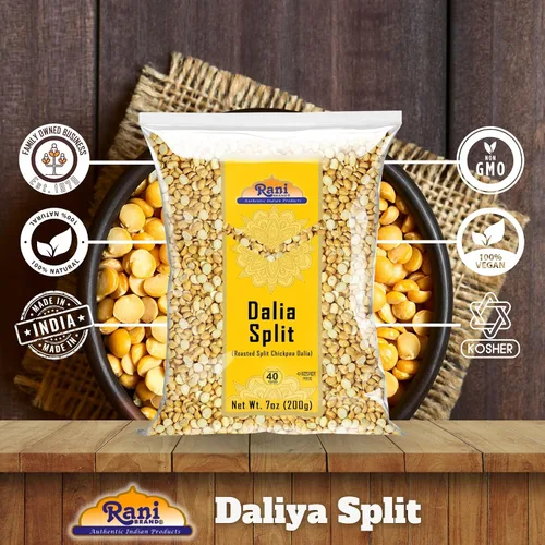 Vista 5 de Rani Daliya Split (Garbanzos partidos asados Dalia) 7oz (200g) ~ Todo natural Vegano Origen indio