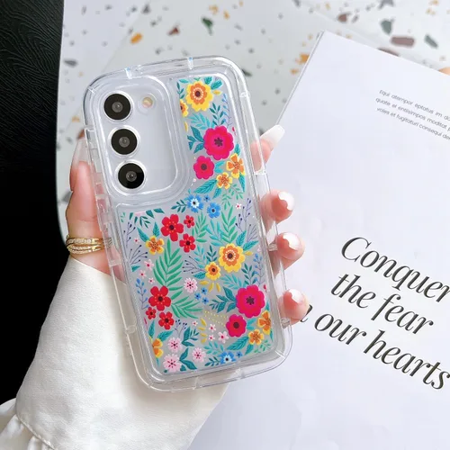 Vista 6 de Funda para Samsung Galaxy S23, para Samsung Galaxy Ultra, delgada, bonita, protectora, transparente, floral, para Samsung Floral A