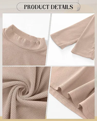 Vista 5 de 3 piezas de camisas de cuello alto falso para mujer, manga larga, ajustadas, elásticas, básicas, ligeras, sin botones