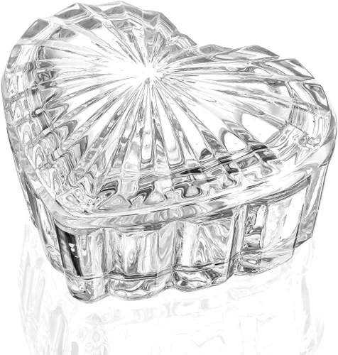 Vista 12 de Joyero en forma de corazón de cristal, caja decorativa de cristal con tapa Borgoña