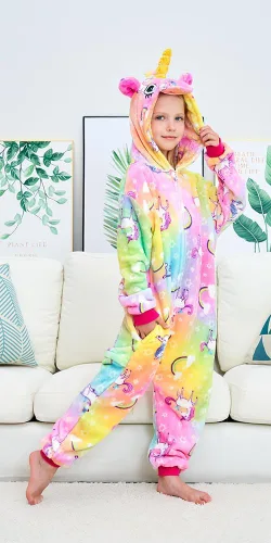 Vista 2 de Pijama unisex de unicornio para niños, disfraz de Halloween