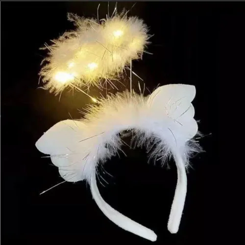 Vista 2 de Aro de pelo de ángel creativo y simple para fotos Lolita brillante (sin luz, negro) (color blanco, tamaño sin luz)