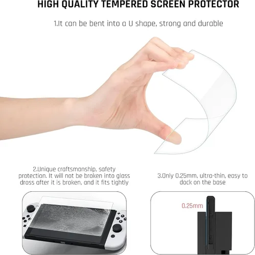 Vista 5 de FANPL - Funda protectora para Nintendo Switch OLED modelo 2021, funda acoplable con carcasa abatible para Switch OLED, accesorios de funda