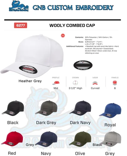 Vista 4 de GNB CUSTOM EMBROIDERY LLC Plain 6277 Flex Baseball Gorra de béisbol atlética para hombre Flex-Baseball Gorra Flex Baseball Gorra.