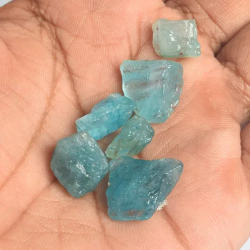 Vista 3 de GEMHUB Amazing AAA++ - Piedras de cristal curativas naturales crudas de calidad 47.00 unidades, color azul celeste crudo, Gema, lote de piedras