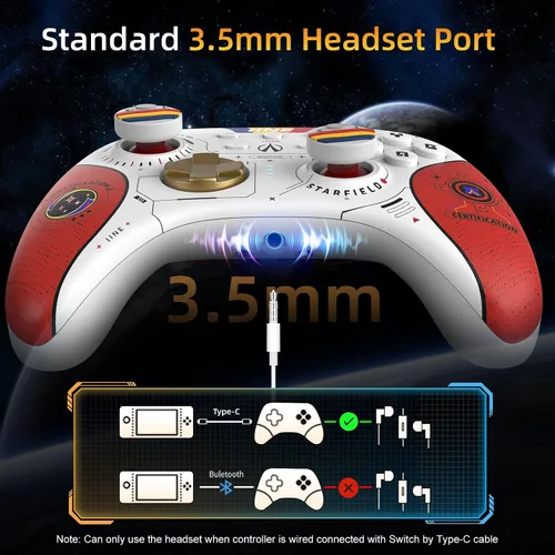 Vista 5 de IINE Switch Pro Controller with Hall Effect JoystickTrigger, (No Drift) Wireless Switch Controllers, Switch Remote Gamepad for