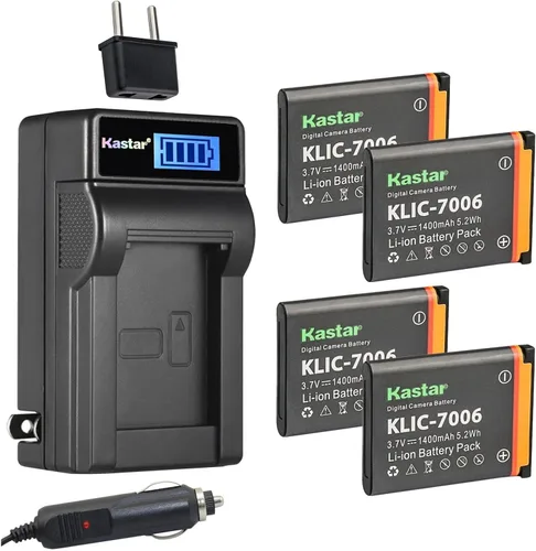 Vista 8 de Kastar Paquete de 3 baterías KLIC-7006 y cargador de CA LCD compatible con batería y cargador Kodak KLIC-7006 LB-012, Kodak PixPro FZ51