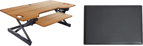 Vista 45 de Rocelco - Convertidor de escritorio para trabajar de pie con altura ajustable de 32 pulgadas - Estación de trabajo para computadora sentada o de pie