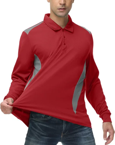 Vista 4 de Cool Dri Fit - Camisa de golf deportiva para hombre, absorbe la humedad, rendimiento activo, polo, de manga corta, bloque lateral grande y alto