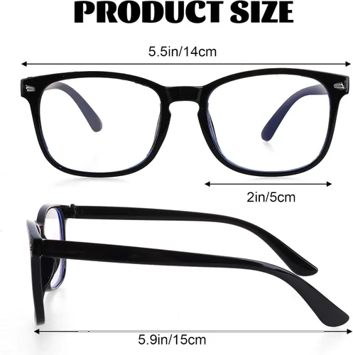 Vista 2 de Paquete de 2 lentes cuadrados de luz azul, unisex, anteojos ligeros para mujer, Halloween, vacaciones, uso diario
