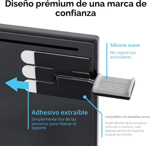 Vista 5 de TotalMount Soporte de monitor para auriculares y auriculares (soporte de grado premium ahorra espacio en el escritorio y protege los auriculares)