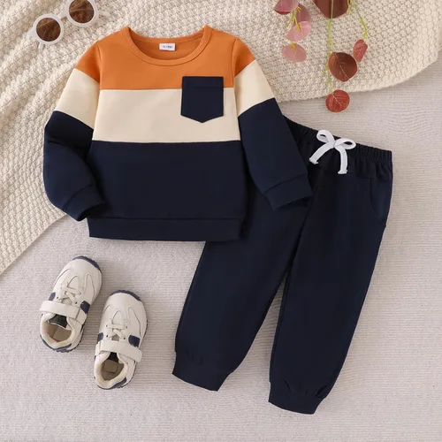 Vista 54 de Ropa de otoño e invierno para bebé, trajes de niño pequeño, sudadera de manga larga, sudadera de retazos y pantalones, 2 piezas, 12 meses a 5 años