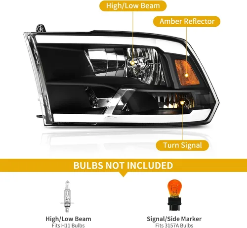 Vista 2 de DWVO: Juego de faros delanteros LED DRL Switchback compatible con Dodge Ram 1500 modelo 2009 a 2018/Dodge Ram 2500 3500 modelo 10 a 18/Ram 1500